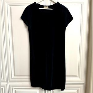 Bruno Manetti Size US 12 Black Cotton Cap Sleeve Asymmetrical Hem Sweater Dress